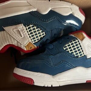 Jordan Kids Blue, White and Red Retro-Style Sneakers